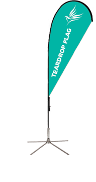the flag corp teardrop flag banner with a cross base