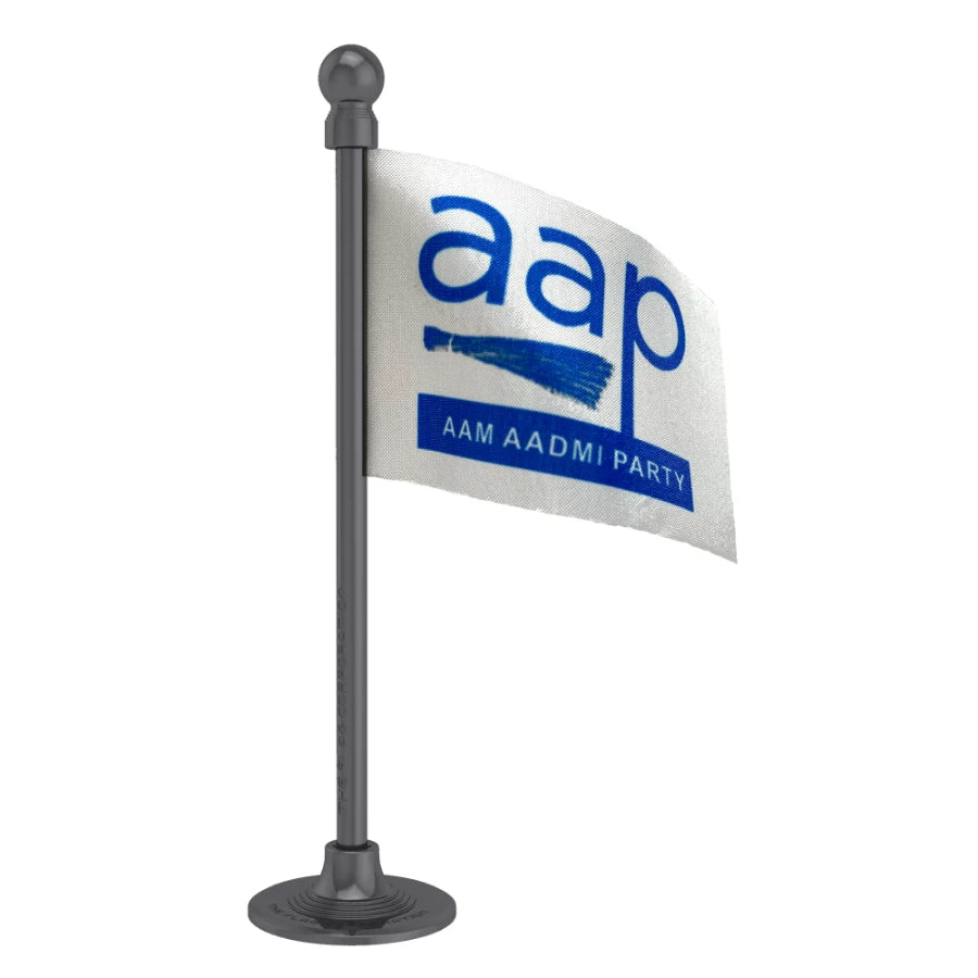 AAP Aam Aadmi Party Car Dashboard Flag of 2in x 3in With A Steel or Plastic Base