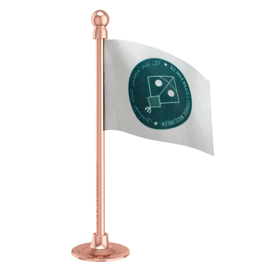 All India Majlis-e-Ittehadul Muslimeen (AIMIM) Car Dashboard Flag of 2in x 3in With A Steel or Plastic Base