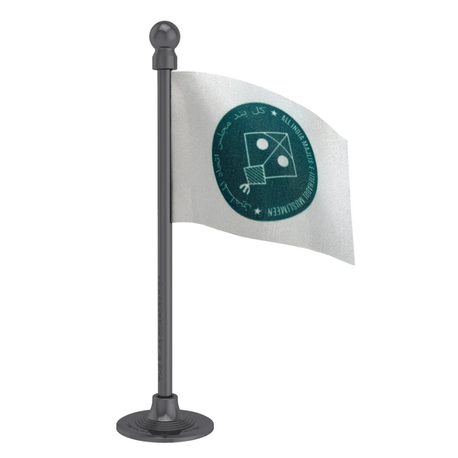 All India Majlis-e-Ittehadul Muslimeen (AIMIM) Car Dashboard Flag of 2in x 3in With A Steel or Plastic Base