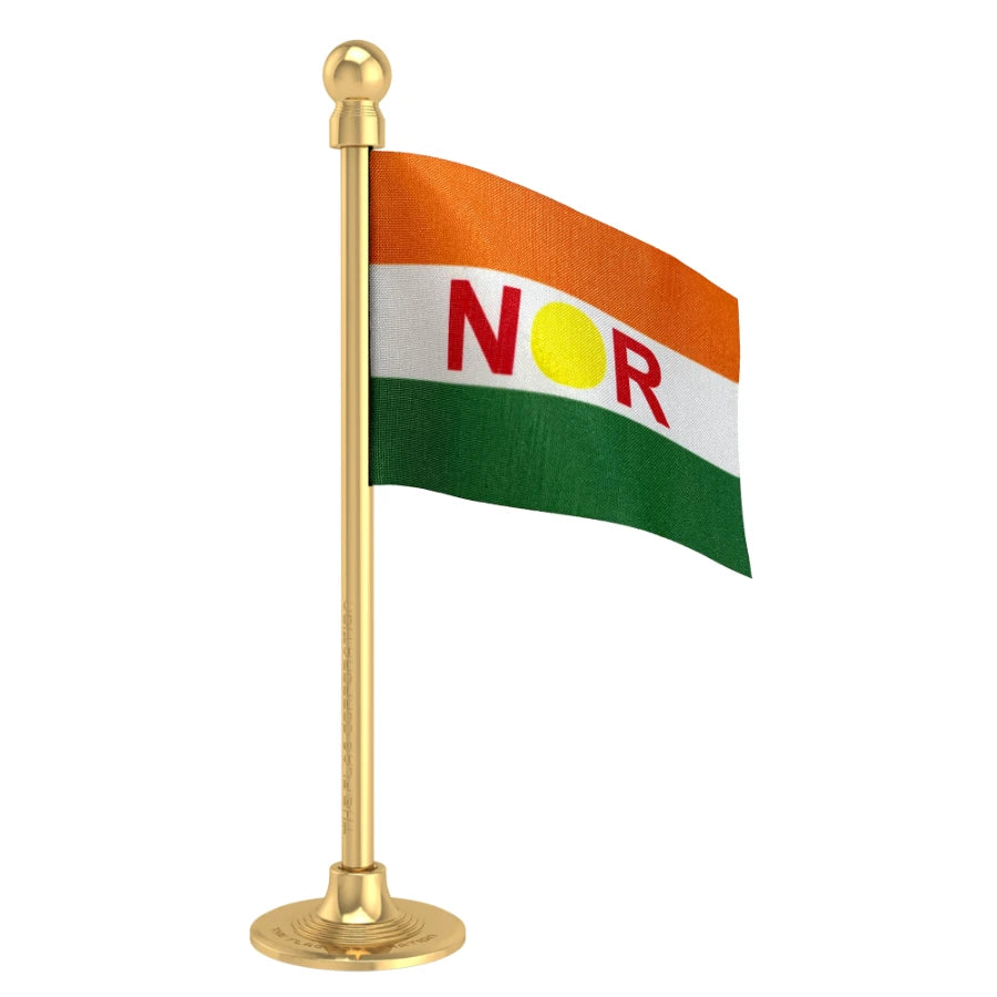 All India N.R. Congress (AINRC) Car Dashboard Flag of 2in x 3in With A Steel or Plastic Base
