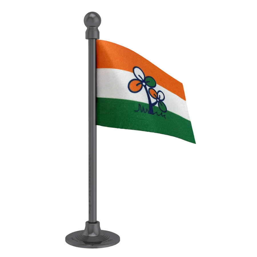 AITC or TMC All India Trinamool Congress Car Dashboard Flag of 2in x 3in With A Steel or Plastic Base