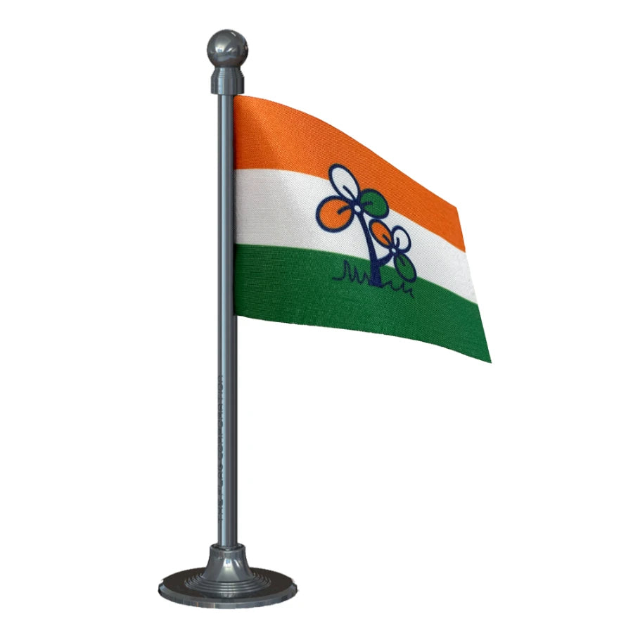 AITC or TMC All India Trinamool Congress Car Dashboard Flag of 2in x 3in With A Steel or Plastic Base