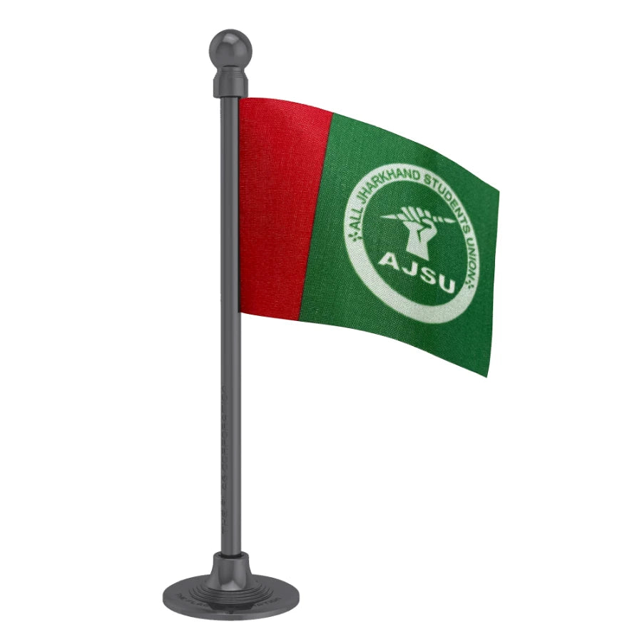 All Jharkhand Students Union (AJSU) Car Dashboard Flag of 2in x 3in With A Steel or Plastic Base