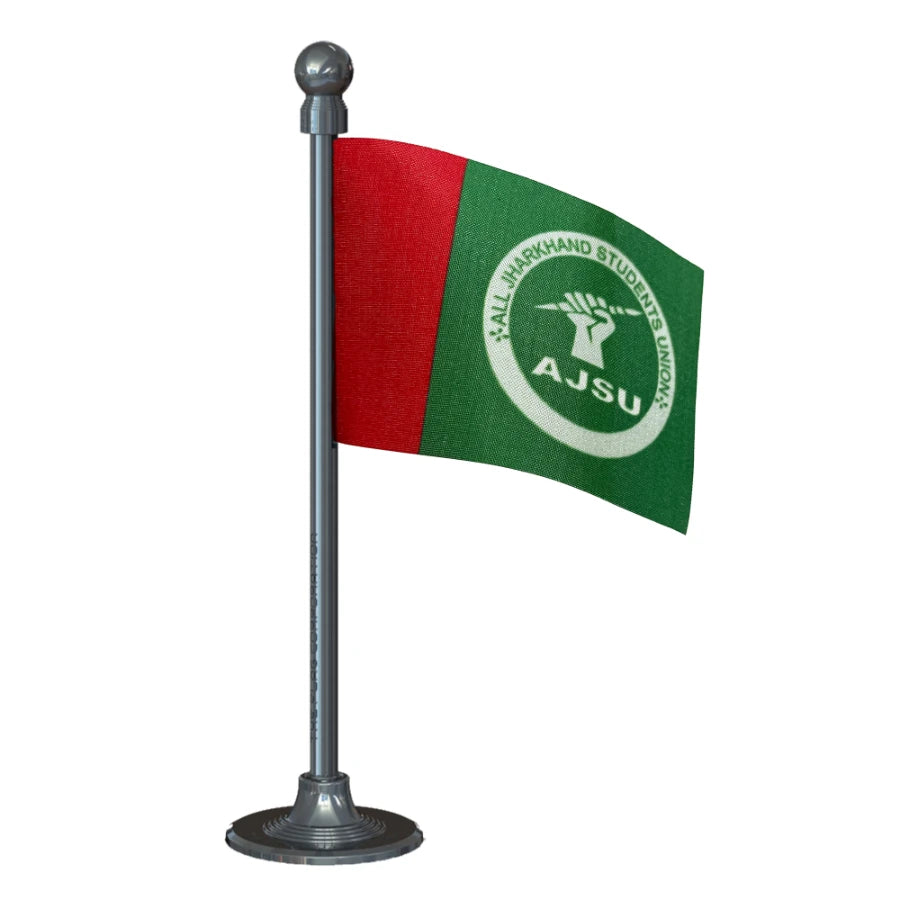 All Jharkhand Students Union (AJSU) Car Dashboard Flag of 2in x 3in With A Steel or Plastic Base