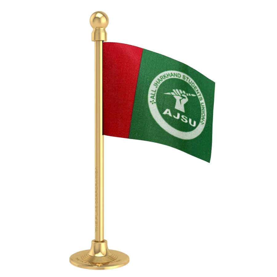 All Jharkhand Students Union (AJSU) Car Dashboard Flag of 2in x 3in With A Steel or Plastic Base