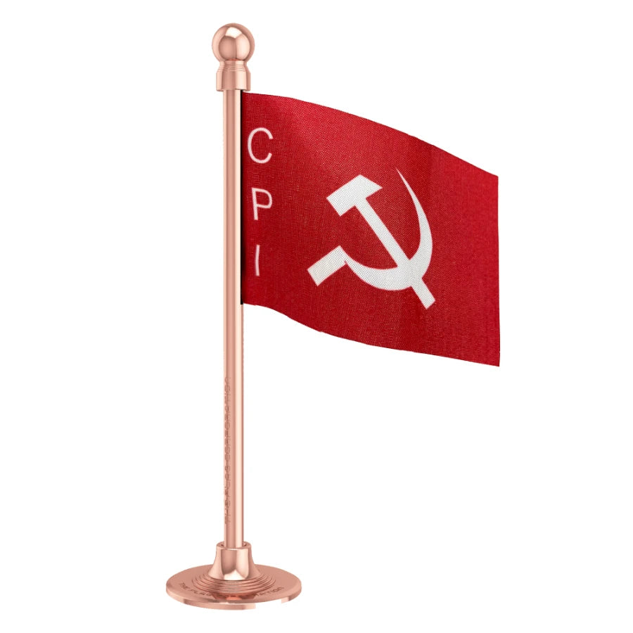 Communist Party of India CPI Car Dashboard Flag of 2in x 3in With A Steel or Plastic Base