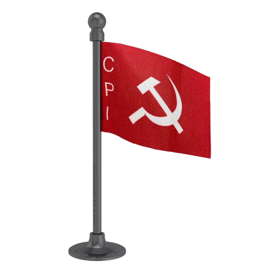 Communist Party of India CPI Car Dashboard Flag of 2in x 3in With A Steel or Plastic Base