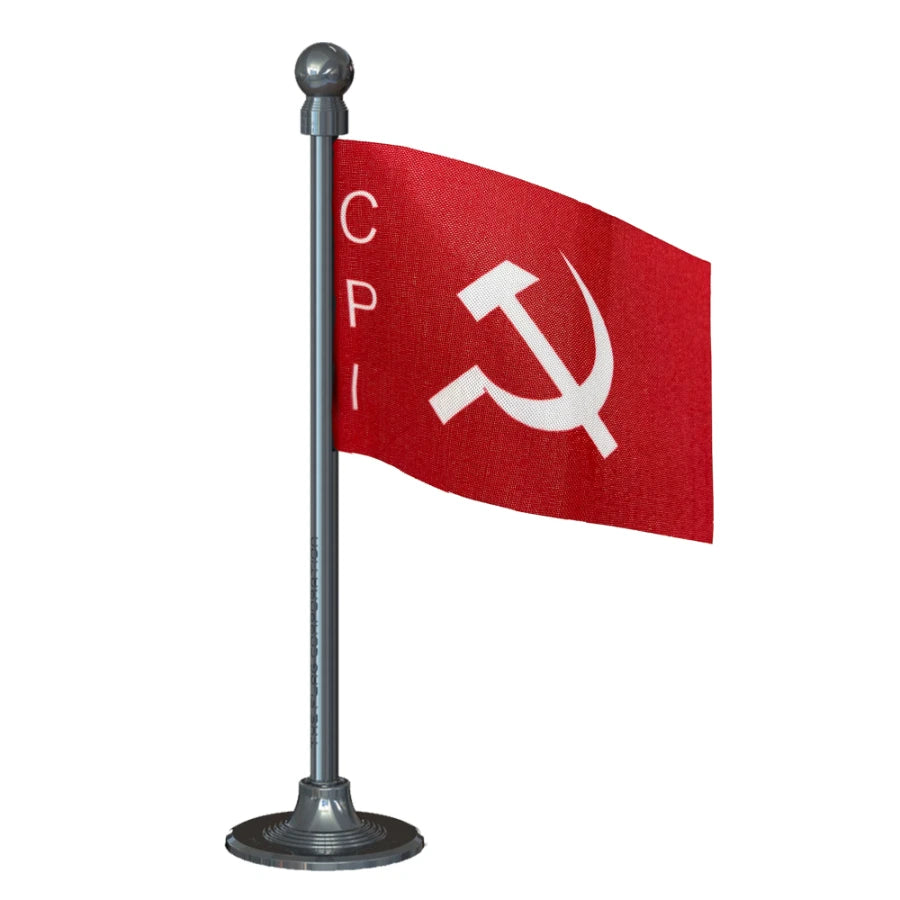 Communist Party of India CPI Car Dashboard Flag of 2in x 3in With A Steel or Plastic Base