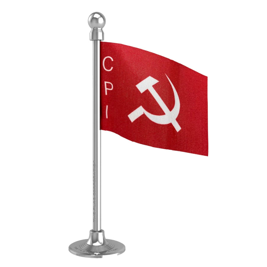Communist Party of India CPI Car Dashboard Flag of 2in x 3in With A Steel or Plastic Base