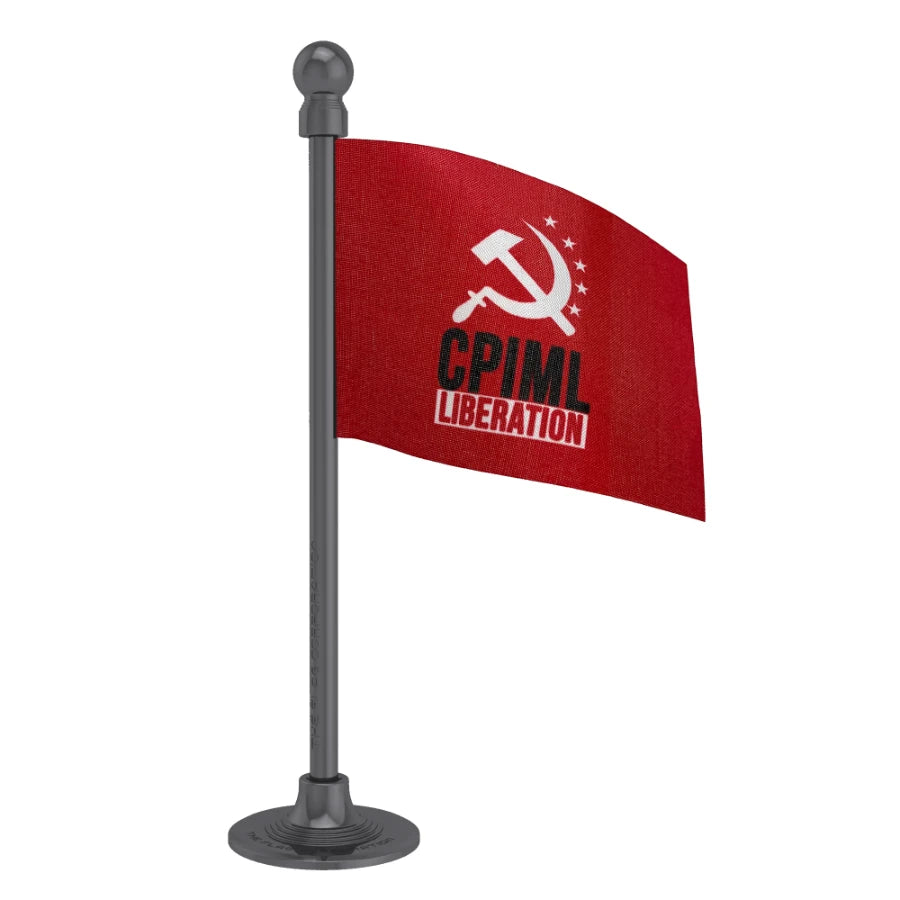 Communist Party of India Marxist–Leninist Liberation (CPIML) Car Dashboard Flag of 2in x 3in With A Steel or Plastic Base