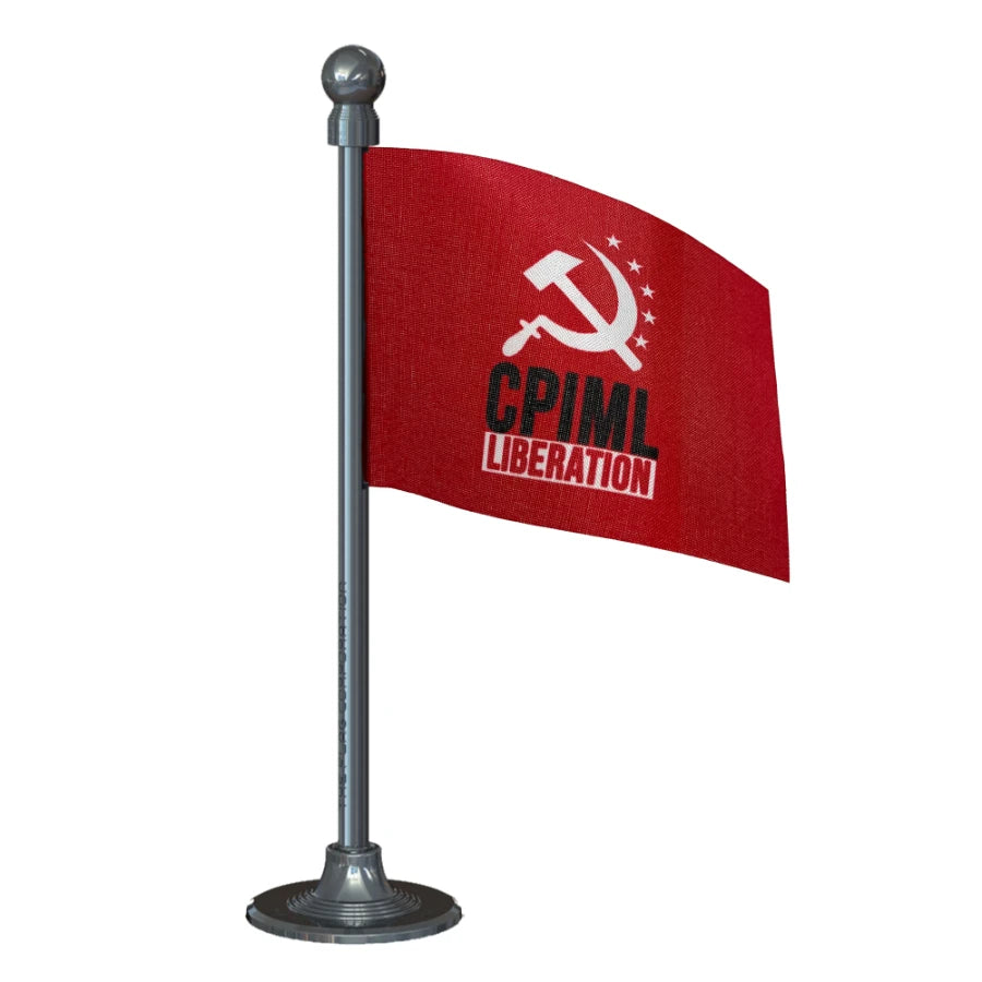 Communist Party of India Marxist–Leninist Liberation (CPIML) Car Dashboard Flag of 2in x 3in With A Steel or Plastic Base