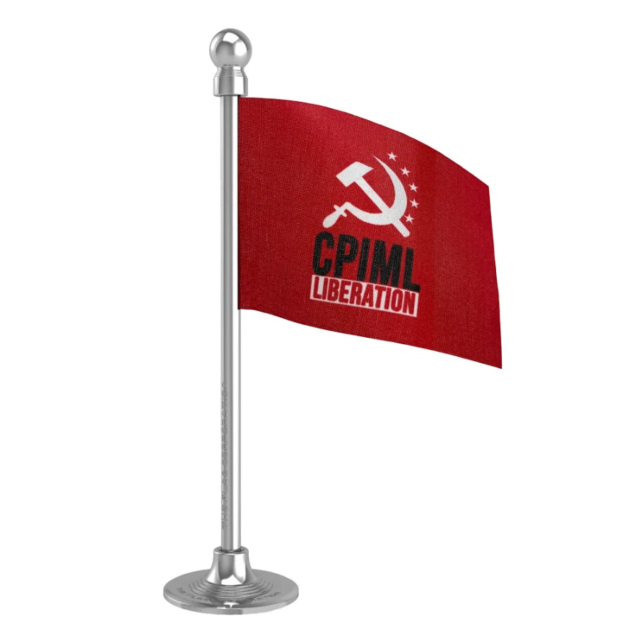 Communist Party of India Marxist–Leninist Liberation (CPIML) Car Dashboard Flag of 2in x 3in With A Steel or Plastic Base