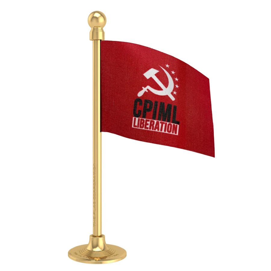 Communist Party of India Marxist–Leninist Liberation (CPIML) Car Dashboard Flag of 2in x 3in With A Steel or Plastic Base
