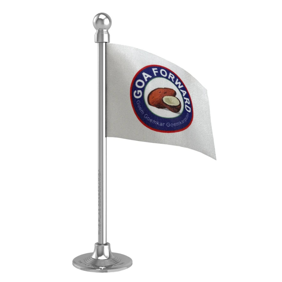 Goa Forward Party (GFP) Car Dashboard Flag of 2in x 3in With A Steel or Plastic Base