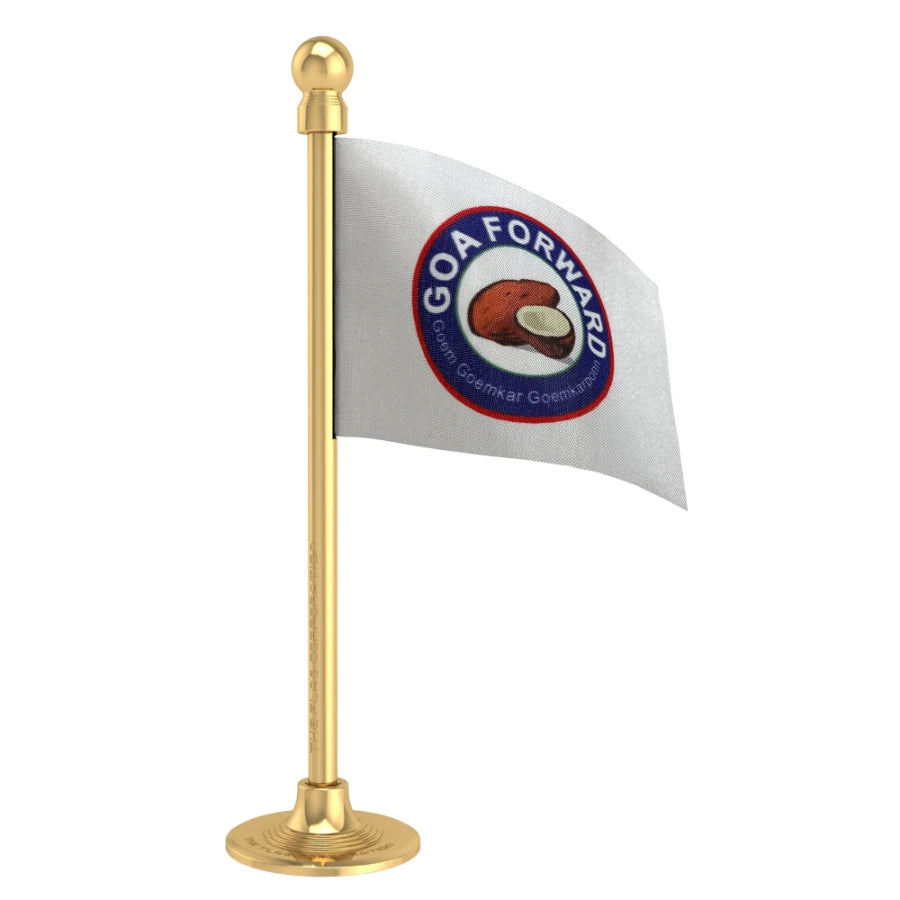 Goa Forward Party (GFP) Car Dashboard Flag of 2in x 3in With A Steel or Plastic Base