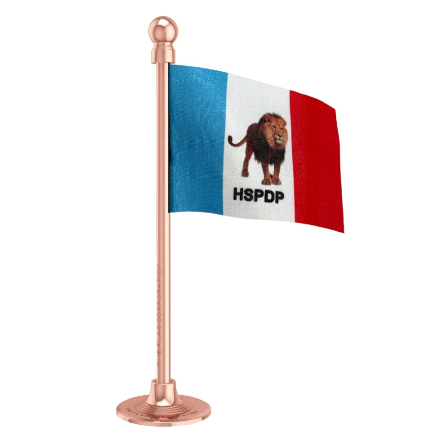 Hill State People's Democratic Party (HSPDP) Car Dashboard Flag of 2in x 3in With A Steel or Plastic Base