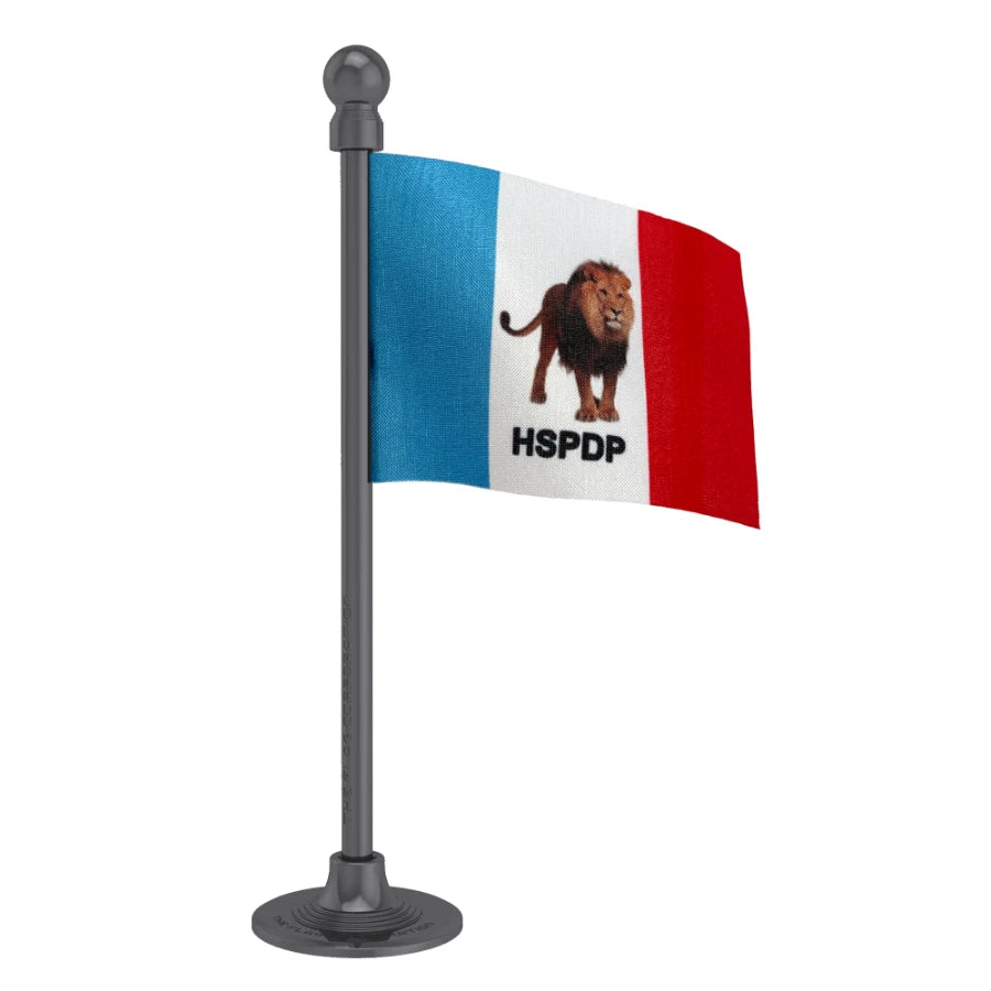 Hill State People's Democratic Party (HSPDP) Car Dashboard Flag of 2in x 3in With A Steel or Plastic Base
