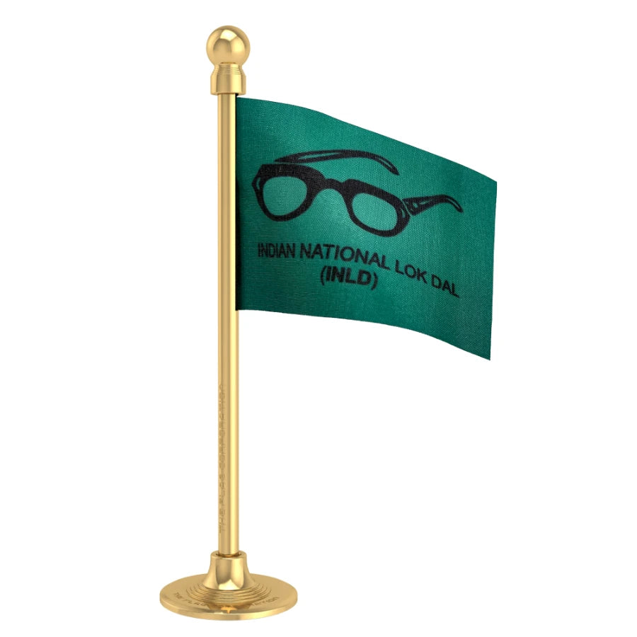 Indian National Lok Dal (INLD) Car Dashboard Flag of 2in x 3in With A Steel or Plastic Base