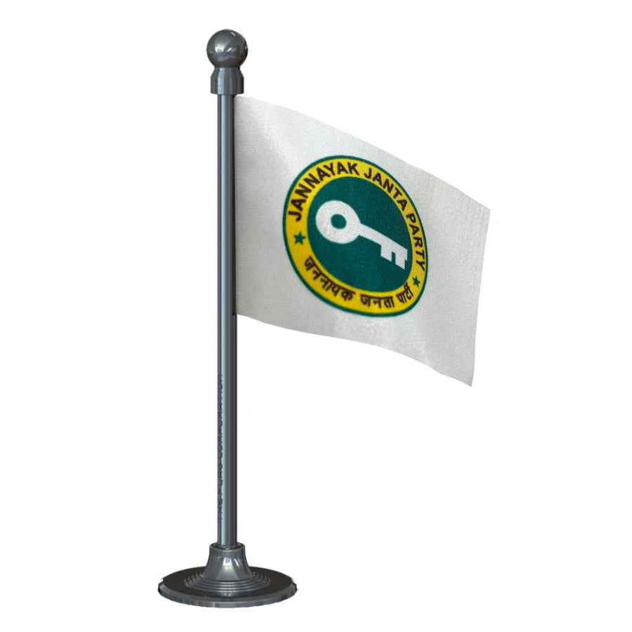 Jannayak Janta Party (JJP) Car Dashboard Flag of 2in x 3in With A Steel or Plastic Base
