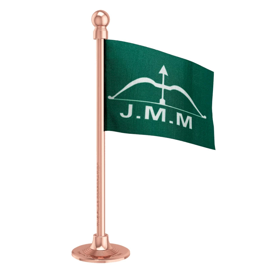 Jharkhand Mukti Morcha (JMM) Car Dashboard Flag of 2in x 3in With A Steel or Plastic Base