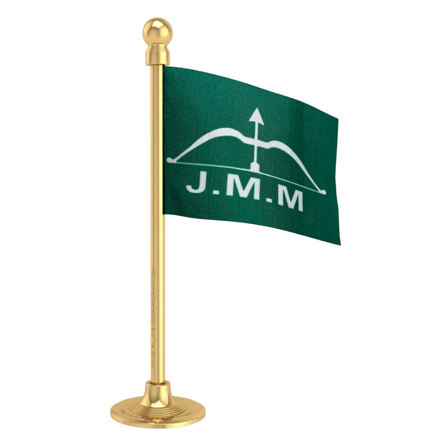 Jharkhand Mukti Morcha (JMM) Car Dashboard Flag of 2in x 3in With A Steel or Plastic Base
