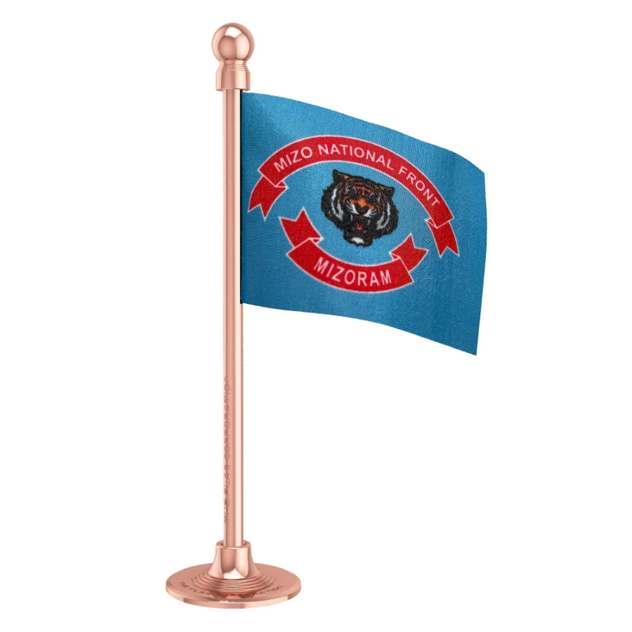 Mizo National Front (MNF) Car Dashboard Flag of 2in x 3in With A Steel or Plastic Base
