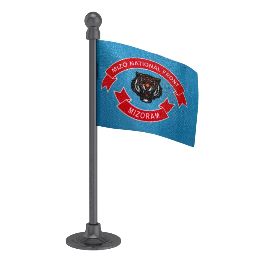 Mizo National Front (MNF) Car Dashboard Flag of 2in x 3in With A Steel or Plastic Base
