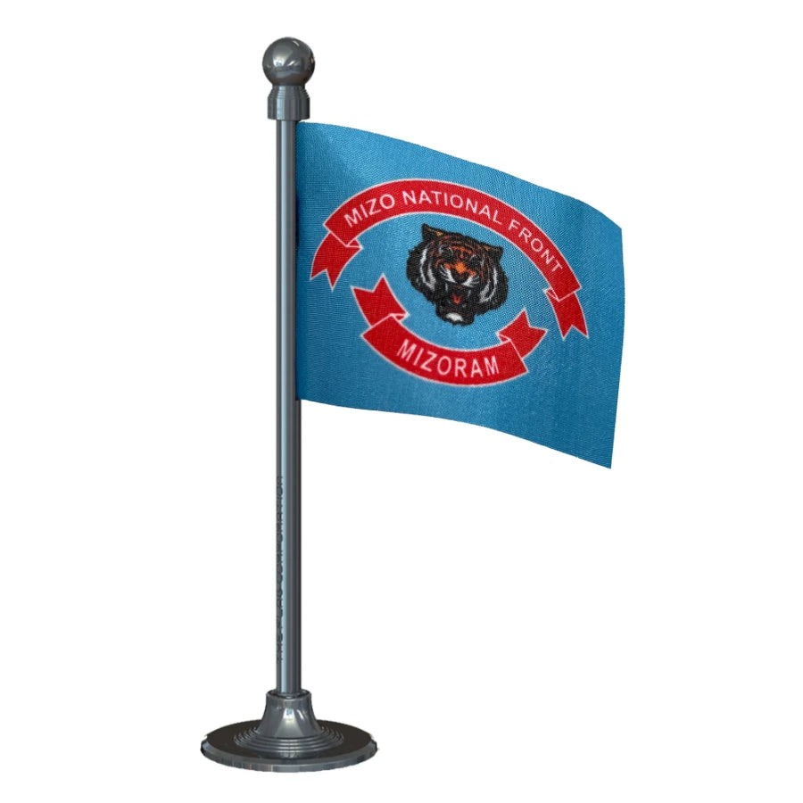 Mizo National Front (MNF) Car Dashboard Flag of 2in x 3in With A Steel or Plastic Base
