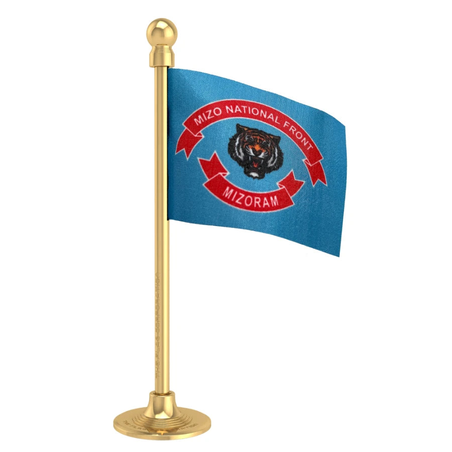 Mizo National Front (MNF) Car Dashboard Flag of 2in x 3in With A Steel or Plastic Base