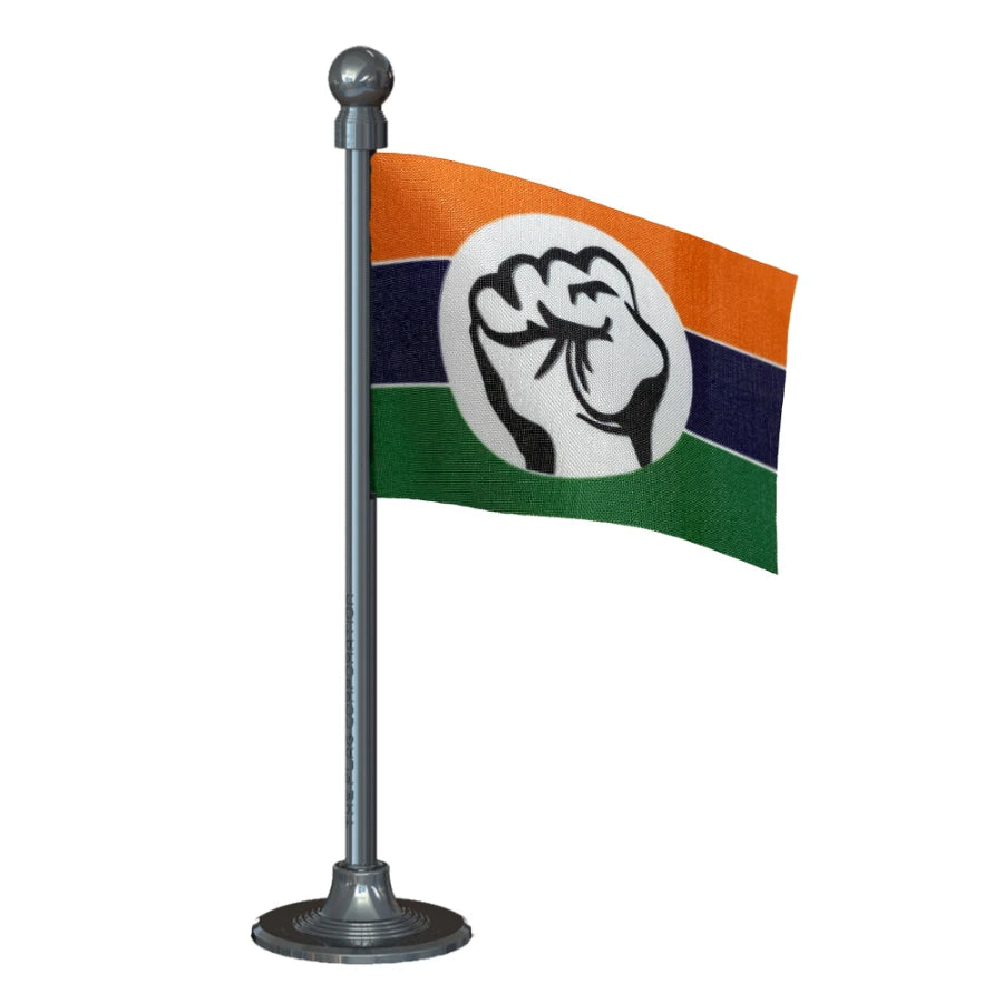 Maharashtra Swabhiman Paksha (MSP) Car Dashboard Flag of 2in x 3in With A Steel or Plastic Base