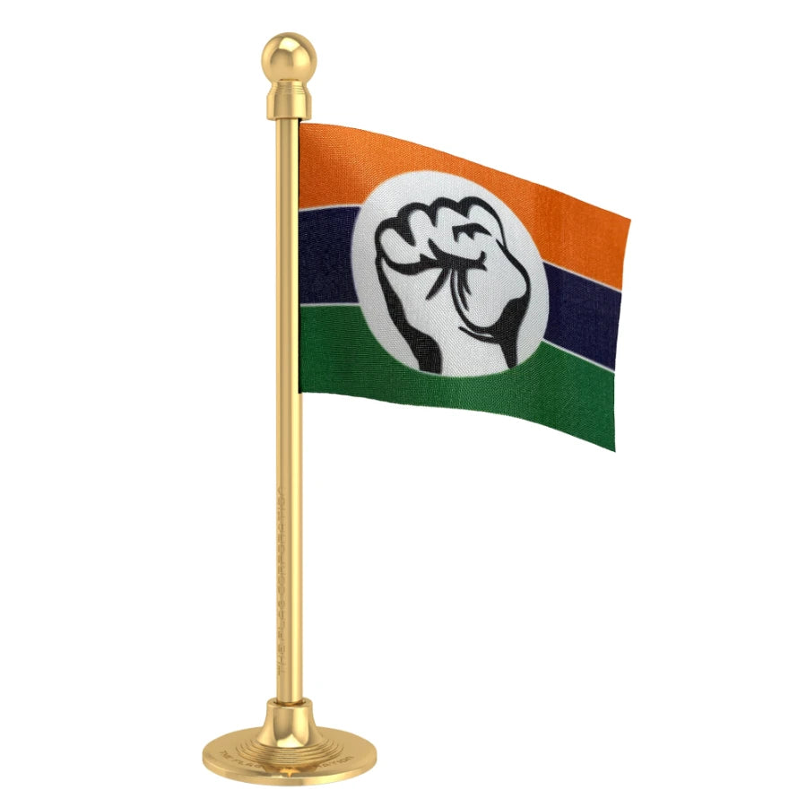 Maharashtra Swabhiman Paksha (MSP) Car Dashboard Flag of 2in x 3in With A Steel or Plastic Base