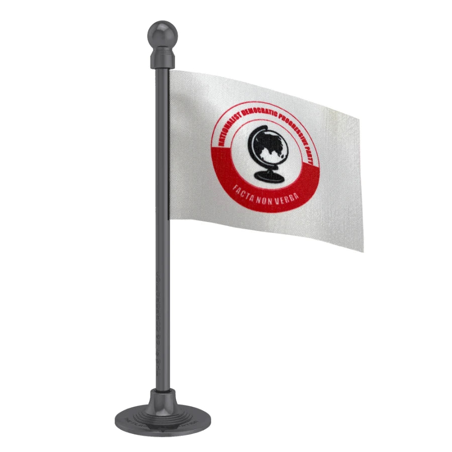 Nationalist Democratic Progressive Party (NDPP) Car Dashboard Flag of 2in x 3in With A Steel or Plastic Base