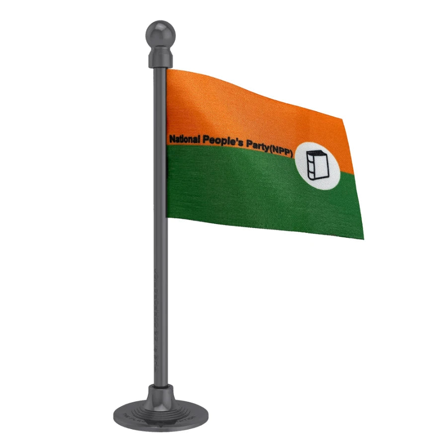 National People’s Party (NPP) Car Dashboard Flag of 2in x 3in With A Steel or Plastic Base
