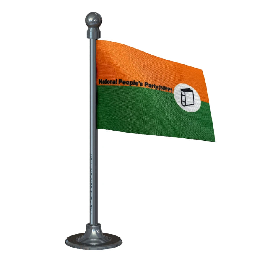 National People’s Party (NPP) Car Dashboard Flag of 2in x 3in With A Steel or Plastic Base