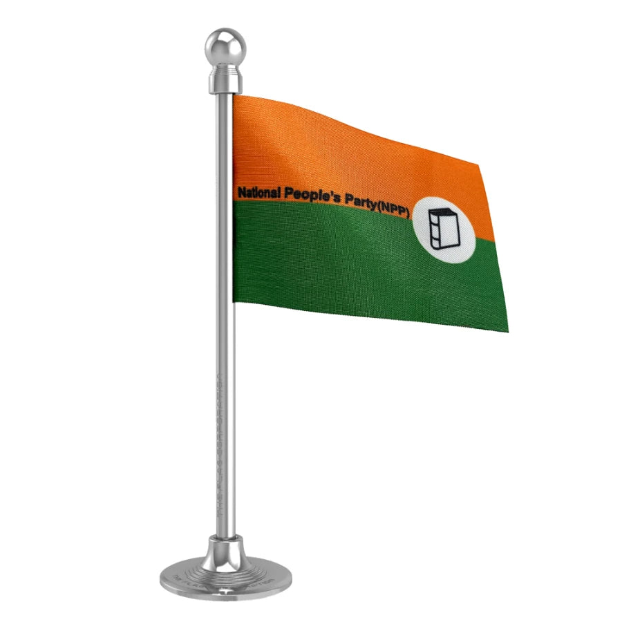 National People’s Party (NPP) Car Dashboard Flag of 2in x 3in With A Steel or Plastic Base