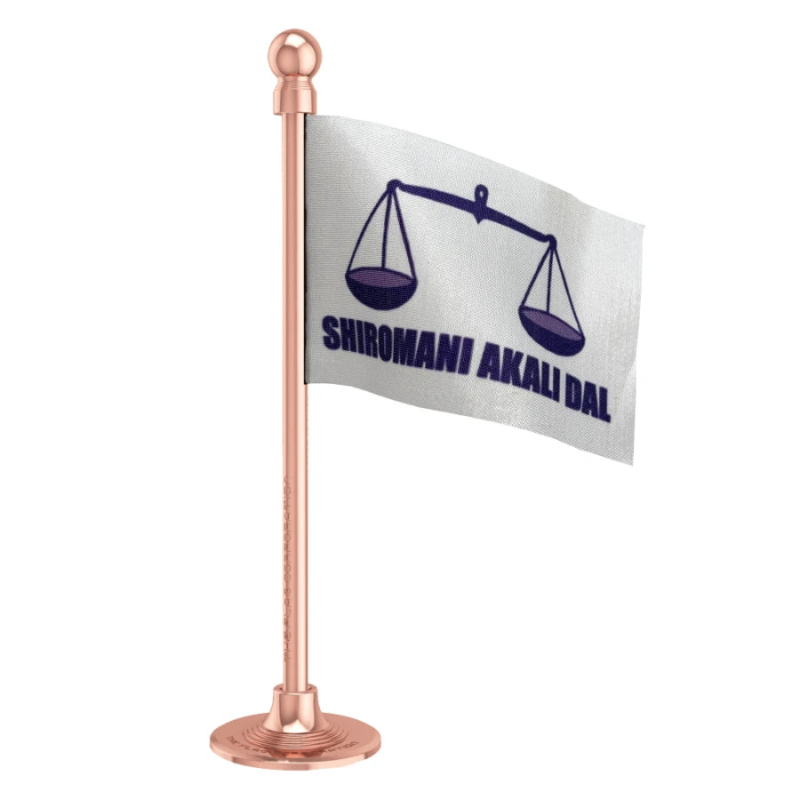 Shiromani Akali Dal Car Dashboard Flag of 2in x 3in With A Steel or Plastic Base