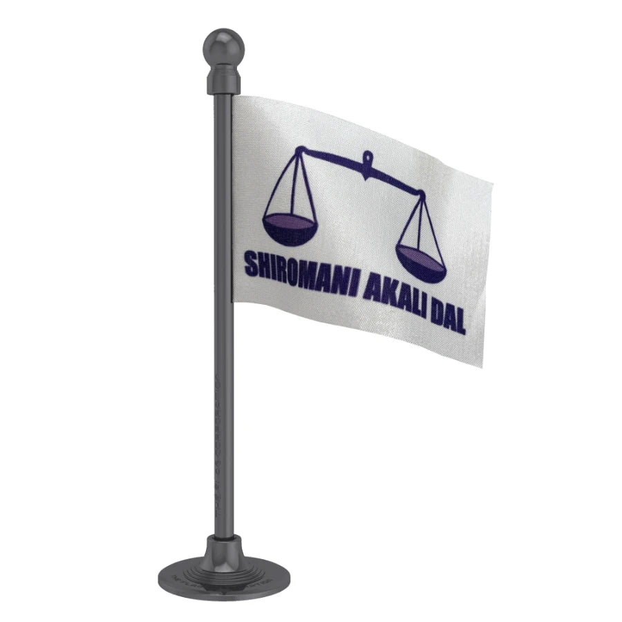 Shiromani Akali Dal Car Dashboard Flag of 2in x 3in With A Steel or Plastic Base
