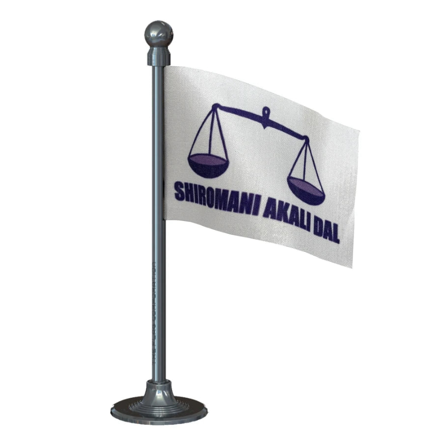 Shiromani Akali Dal Car Dashboard Flag of 2in x 3in With A Steel or Plastic Base