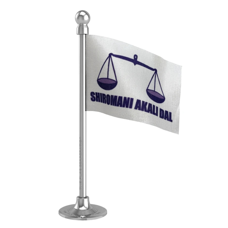 Shiromani Akali Dal Car Dashboard Flag of 2in x 3in With A Steel or Plastic Base