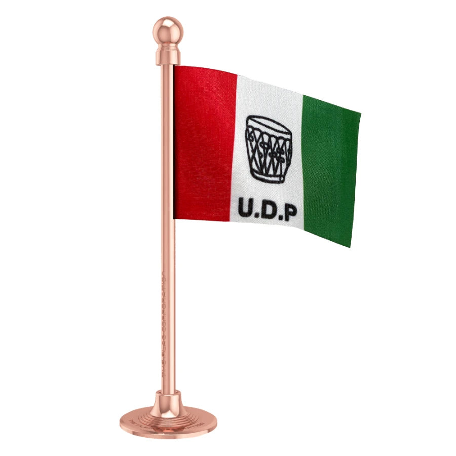 United Democratic Party  (UDP) Car Dashboard Flag of 2in x 3in With A Steel or Plastic Base