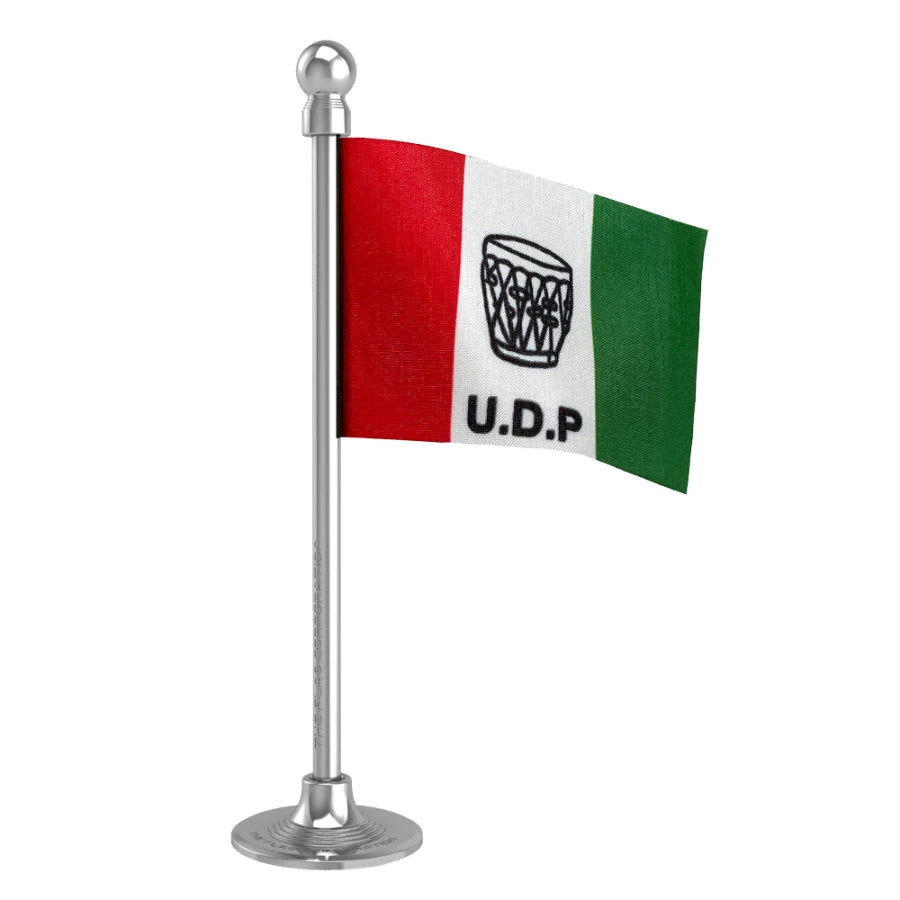 United Democratic Party  (UDP) Car Dashboard Flag of 2in x 3in With A Steel or Plastic Base