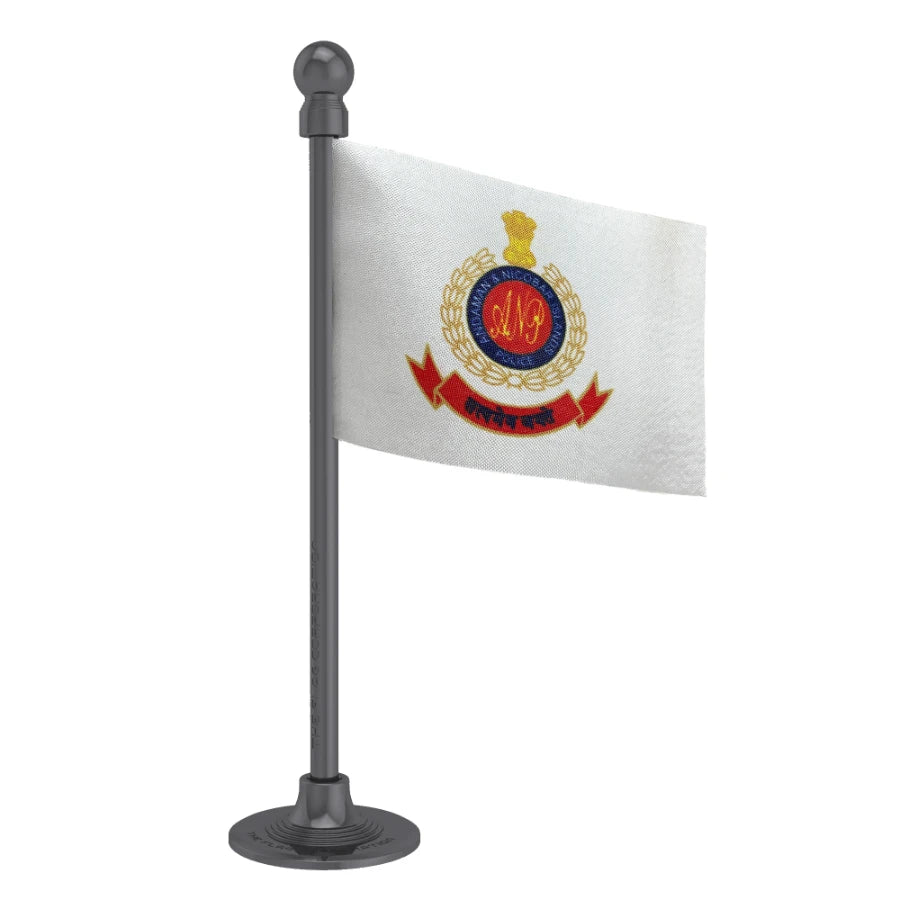 Andoman and Nicobar Islands Police Car Dashboard Flag of 2in x 3in With A Steel or Plastic Base