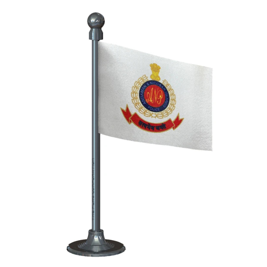 Andoman and Nicobar Islands Police Car Dashboard Flag of 2in x 3in With A Steel or Plastic Base