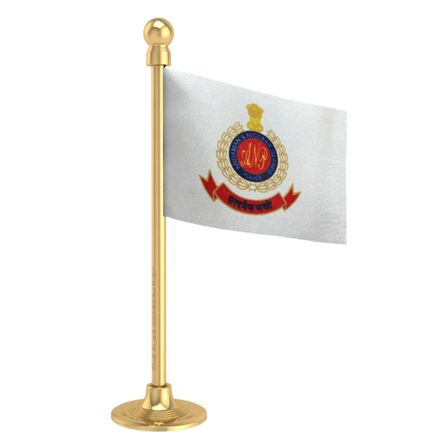 Andoman and Nicobar Islands Police Car Dashboard Flag of 2in x 3in With A Steel or Plastic Base