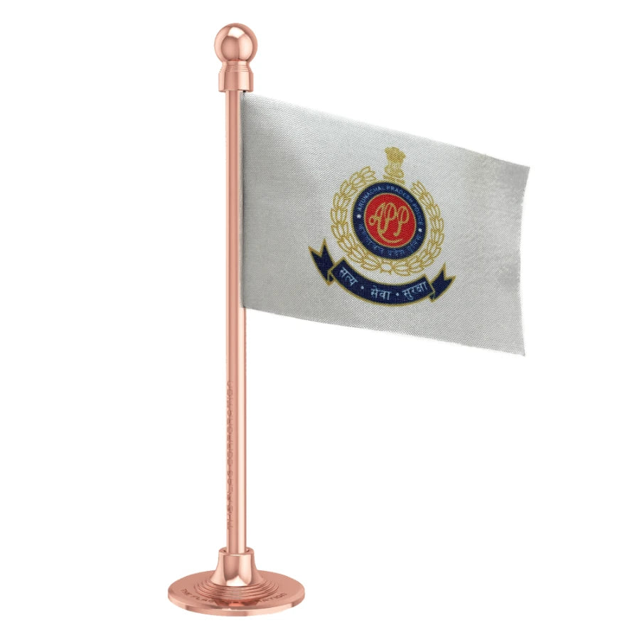 Arunachal Pradesh Police Car Dashboard Flag of 2in x 3in With A Steel or Plastic Base
