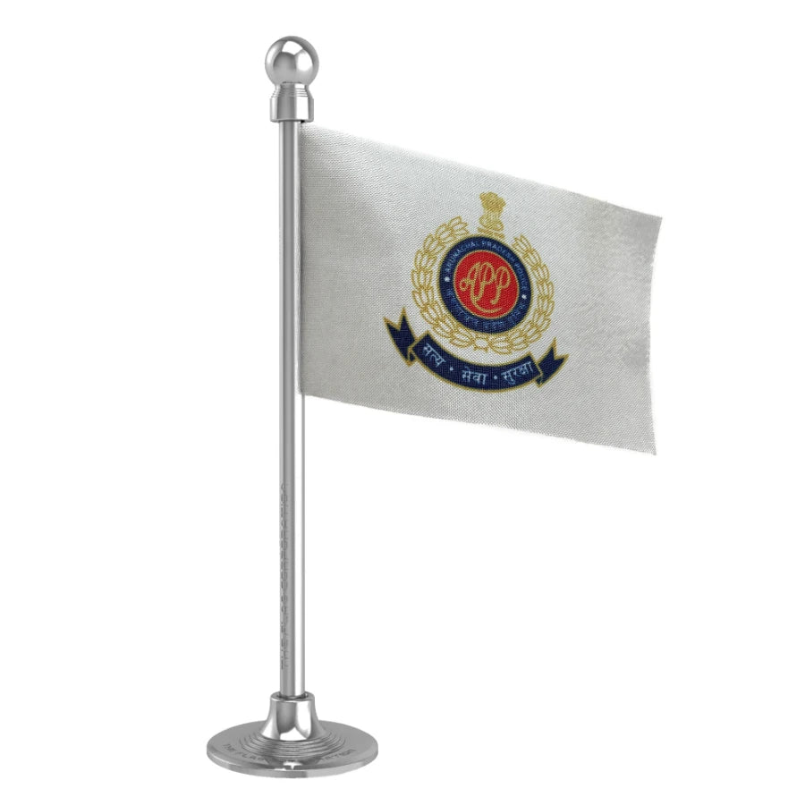 Arunachal Pradesh Police Car Dashboard Flag of 2in x 3in With A Steel or Plastic Base