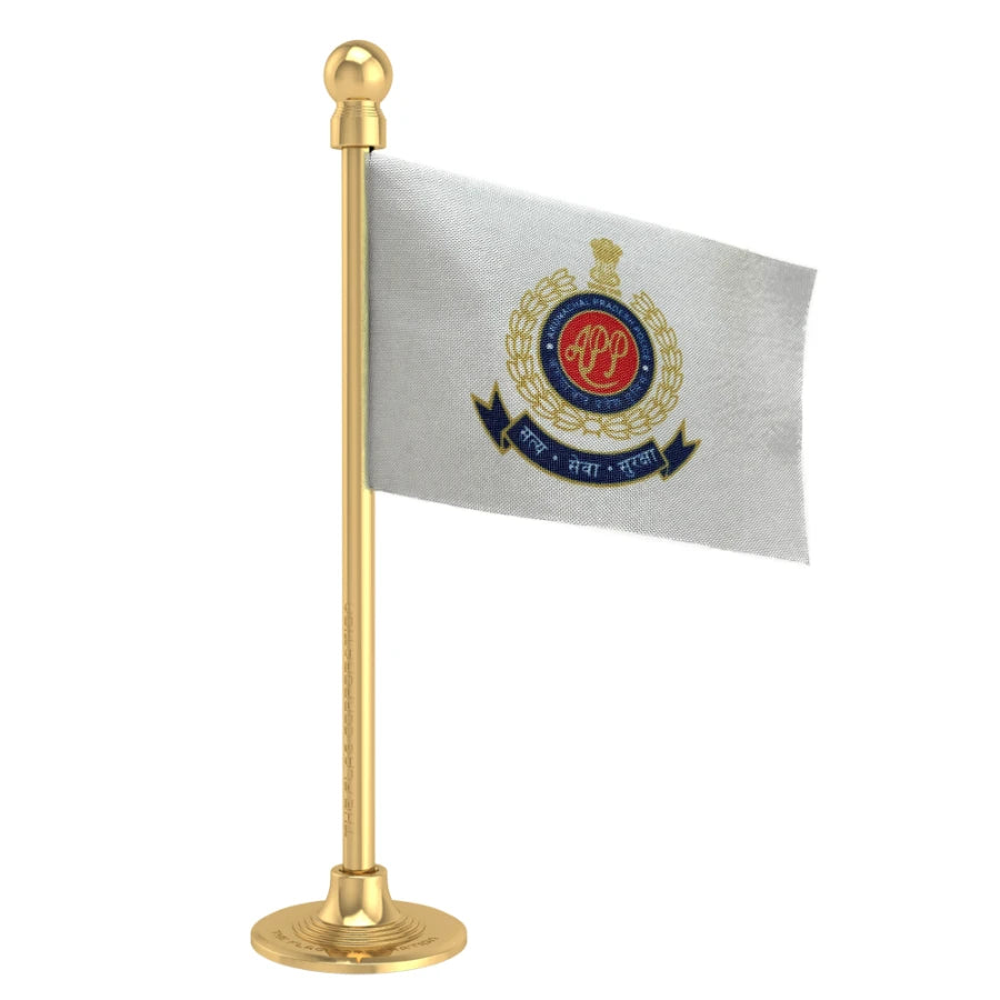 Arunachal Pradesh Police Car Dashboard Flag of 2in x 3in With A Steel or Plastic Base