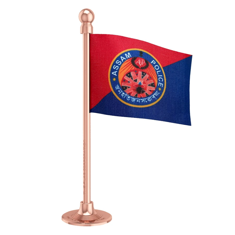 Assam Police Car Dashboard Flag of 2in x 3in With A Steel or Plastic Base