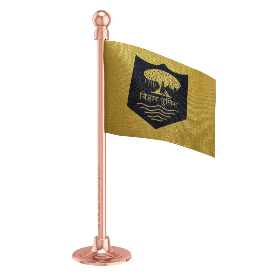 Bihar Police Car Dashboard Flag of 2in x 3in With A Steel or Plastic Base